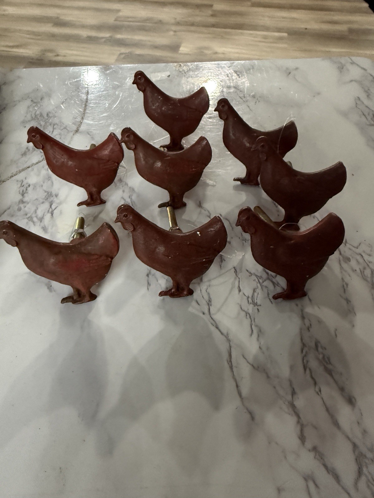 10 Rustic Metal Cast Iron Drawer Pulls Handles Red Rooster Cabinets Knob Chicken