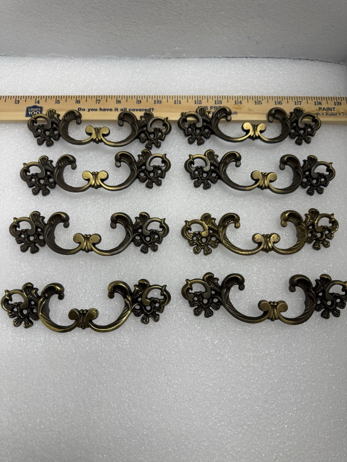 8 Victorian Vintage Antique Brass Drawer Cabinet Pull Keeler Brass Company 28