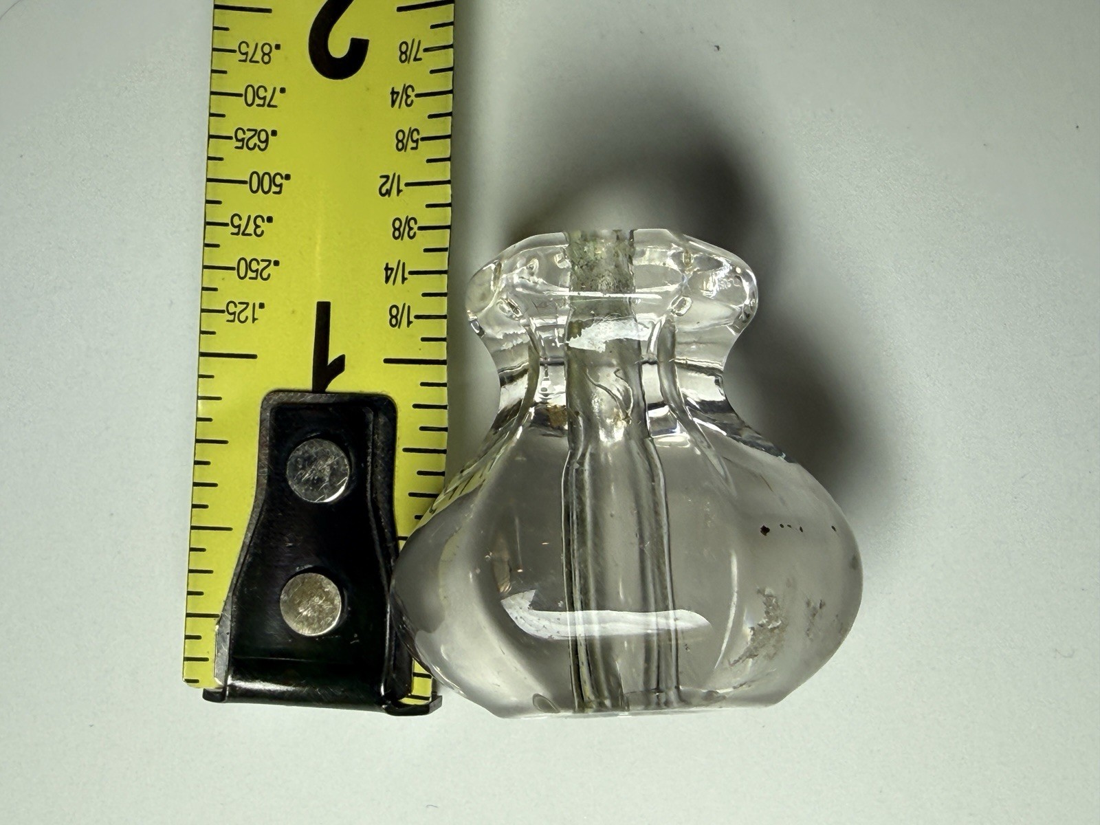Vintage Clear Pressed Glass Drawer Cabinet Knob Hexagon Faceted Depression Style