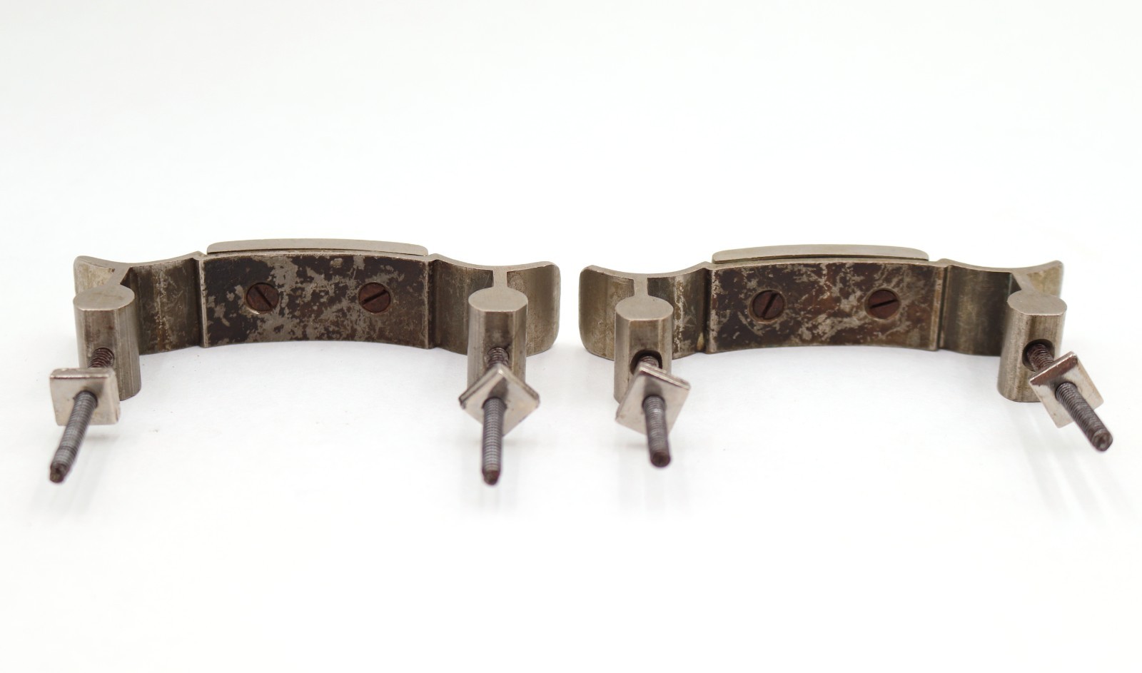 Pair of Vintage 4 in. Brushed Nickel Brass Drawer Pulls