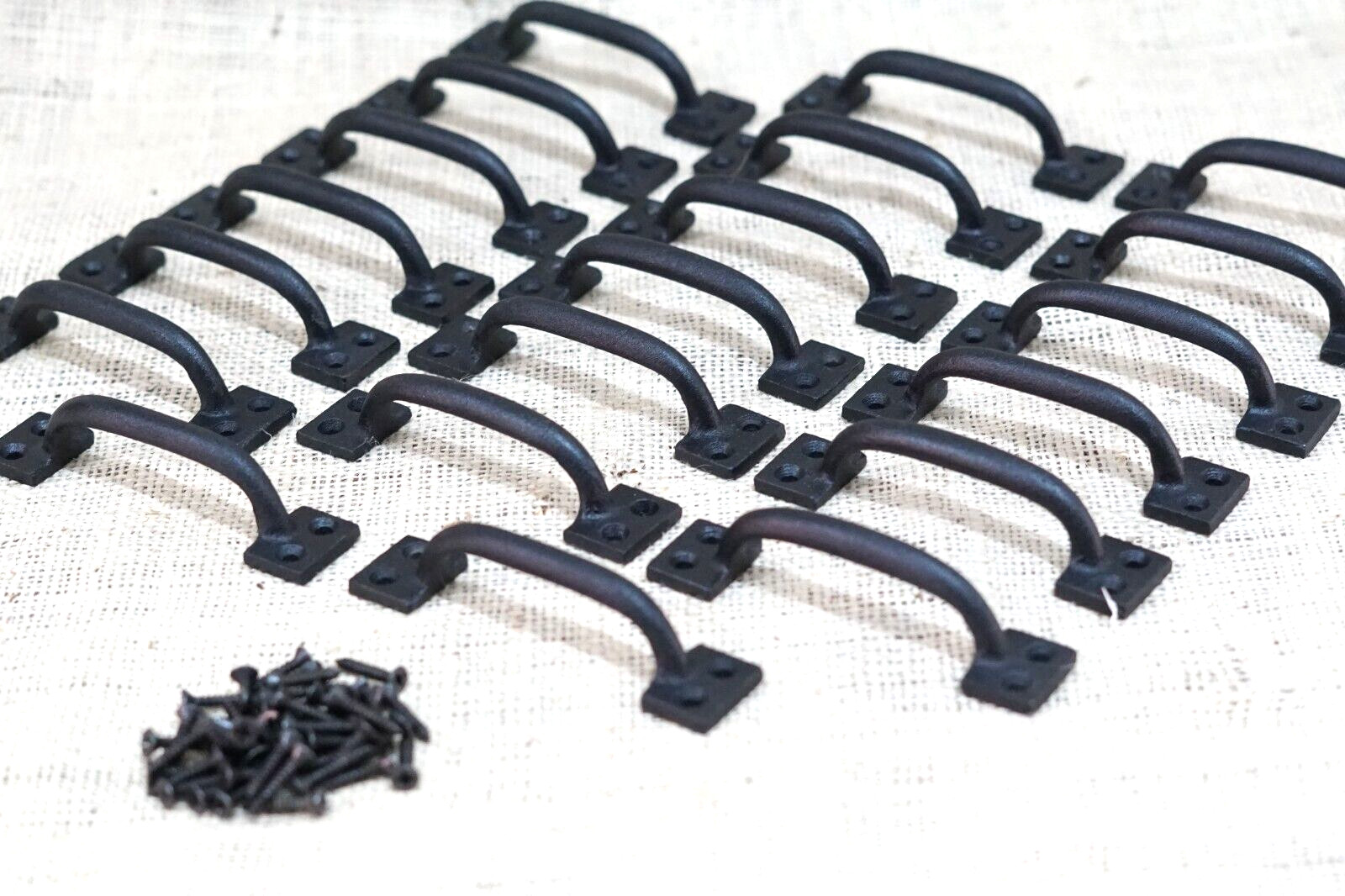 20 CAST IRON HANDLES DRAWER PULLS 4″ MATTE BLACK HOME DECOR KITCHEN WINDOW PULL