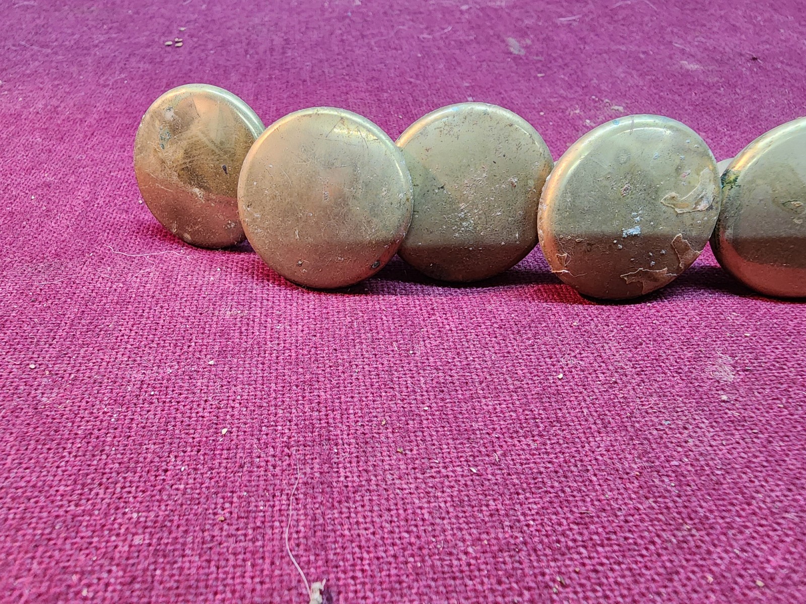 Lot of 10 Vtg Brass Round Drawer Knobs Pulls Cabinet Hardware