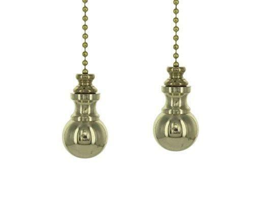 Pair of Solid Brass Orb Fan Pulls
