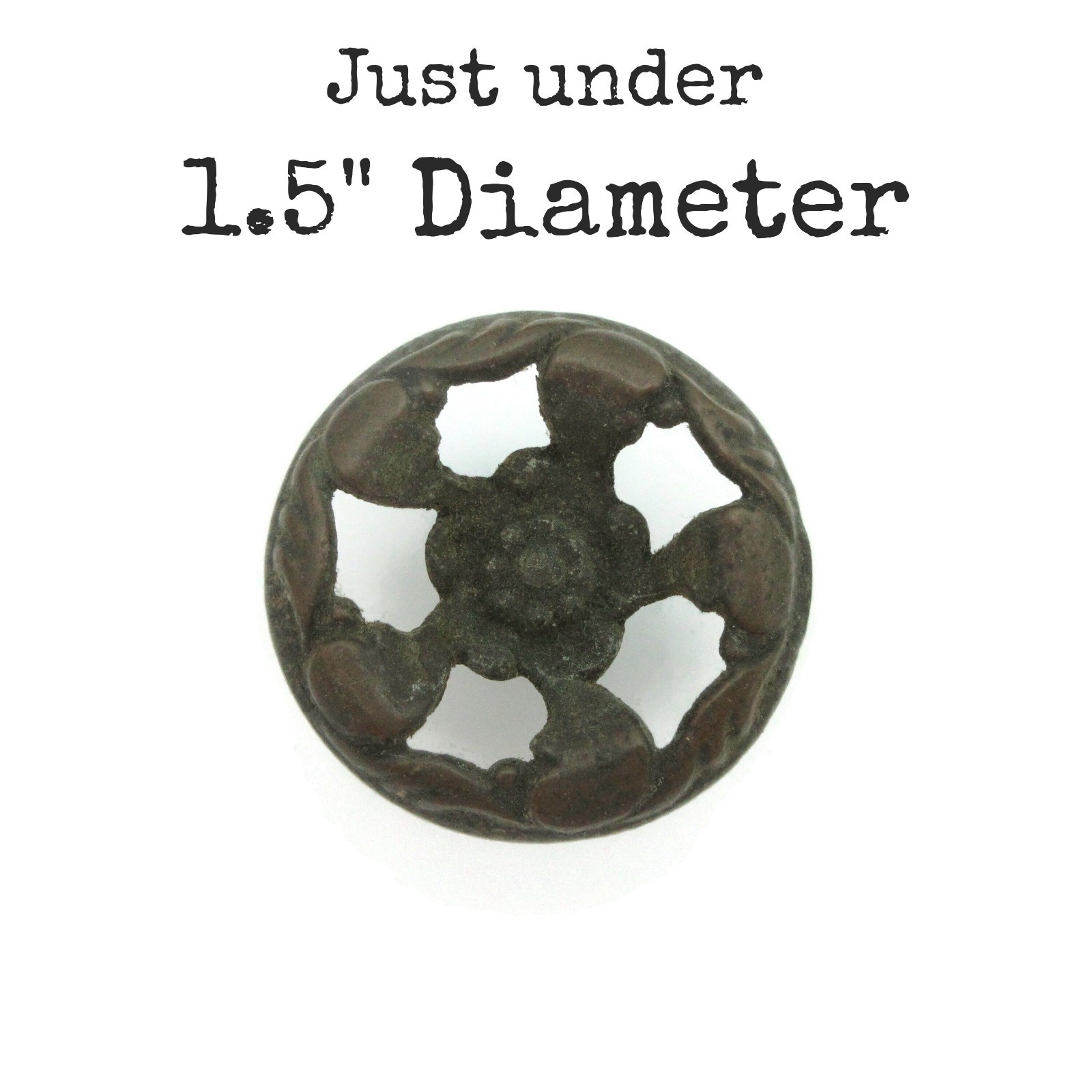 Vintage Ornate Drawer Knob almost 1.5″ Diameter Antique Brass Handle Round LR5