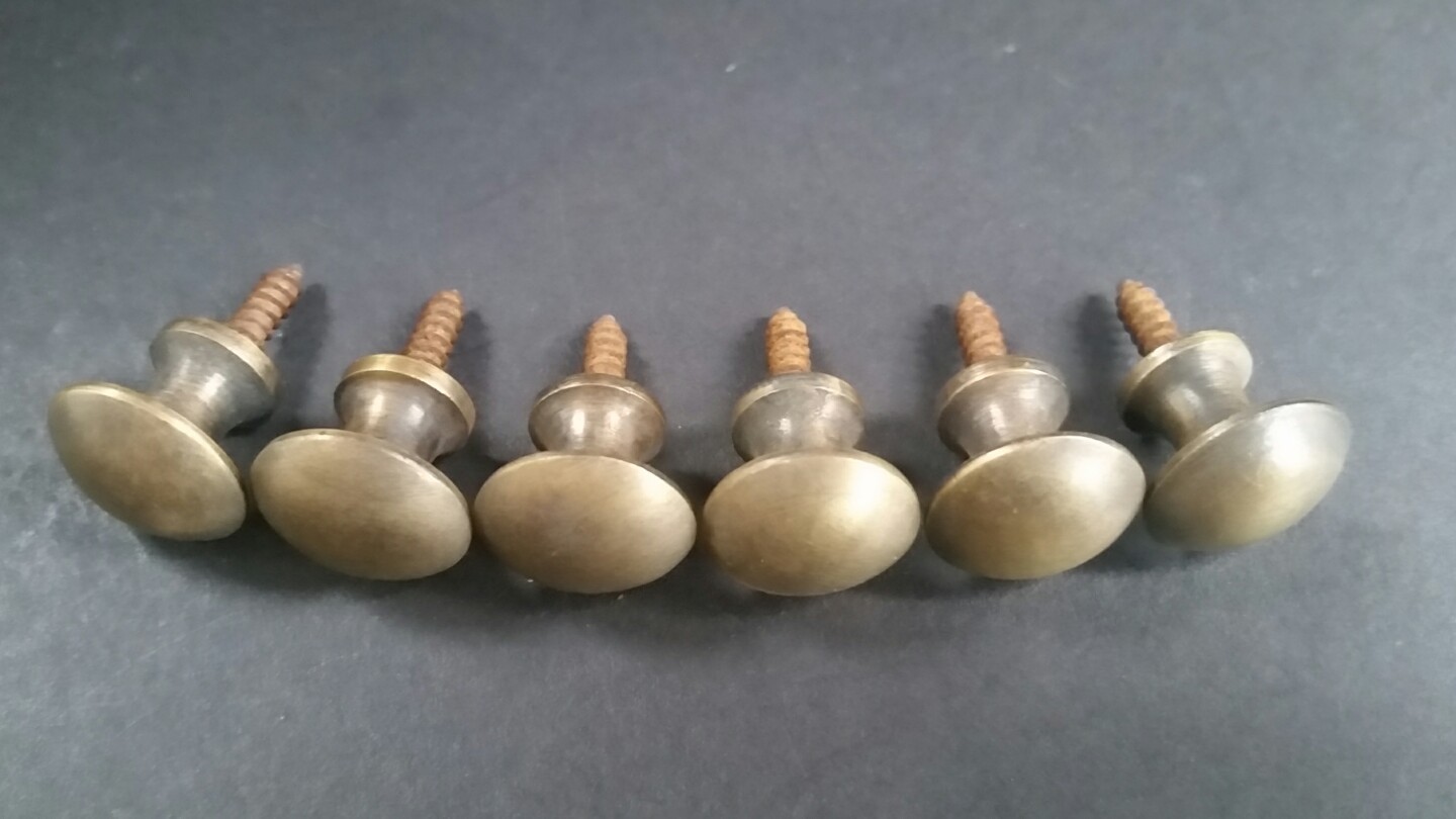 6 Solid Brass Stacking Barrister Bookcase 5/8″ Round Knobs Pulls Handles #K2