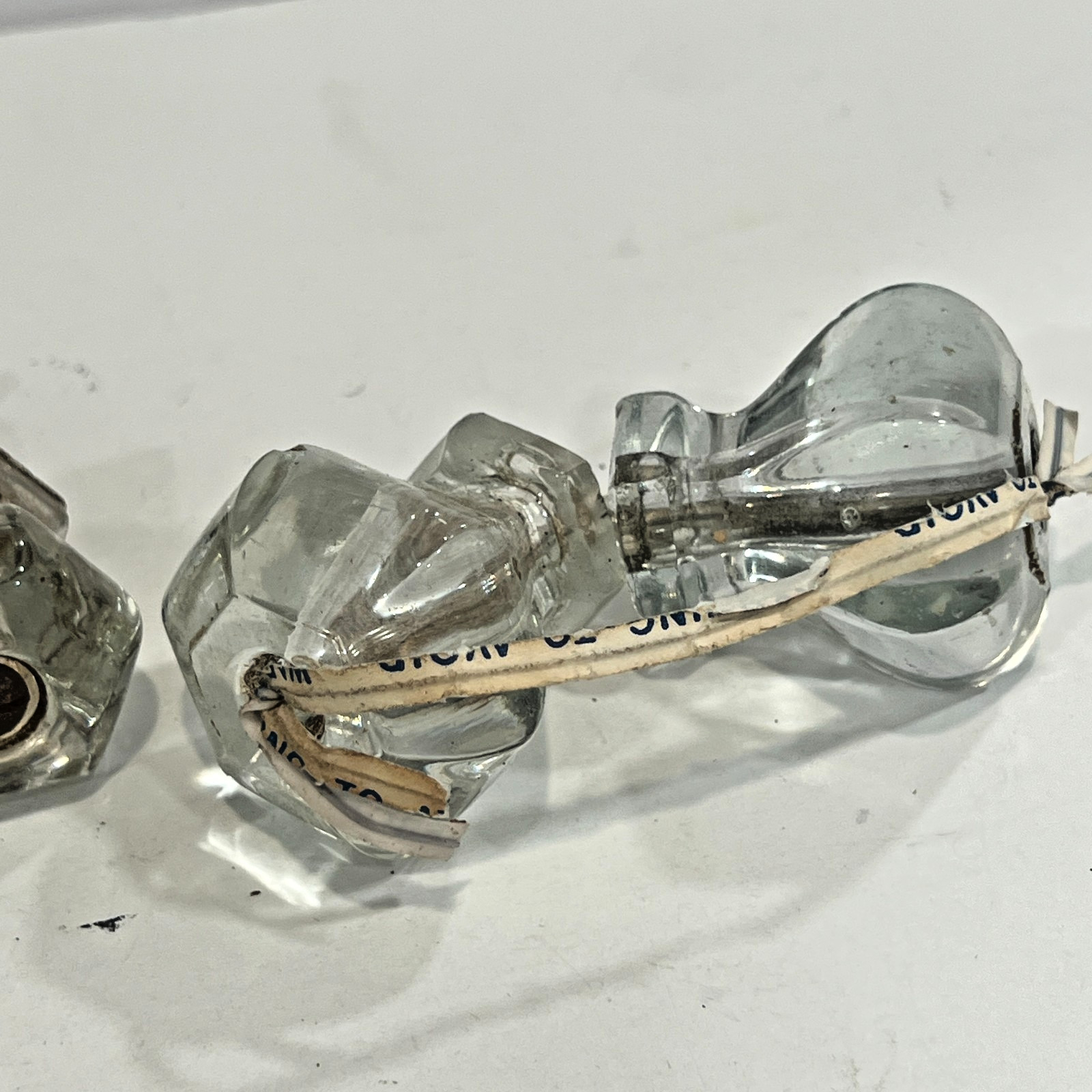 Vintage Lot of 6 Depression Glass Hexagon Pressed Glass Knobs Cabinet Draw Pulls