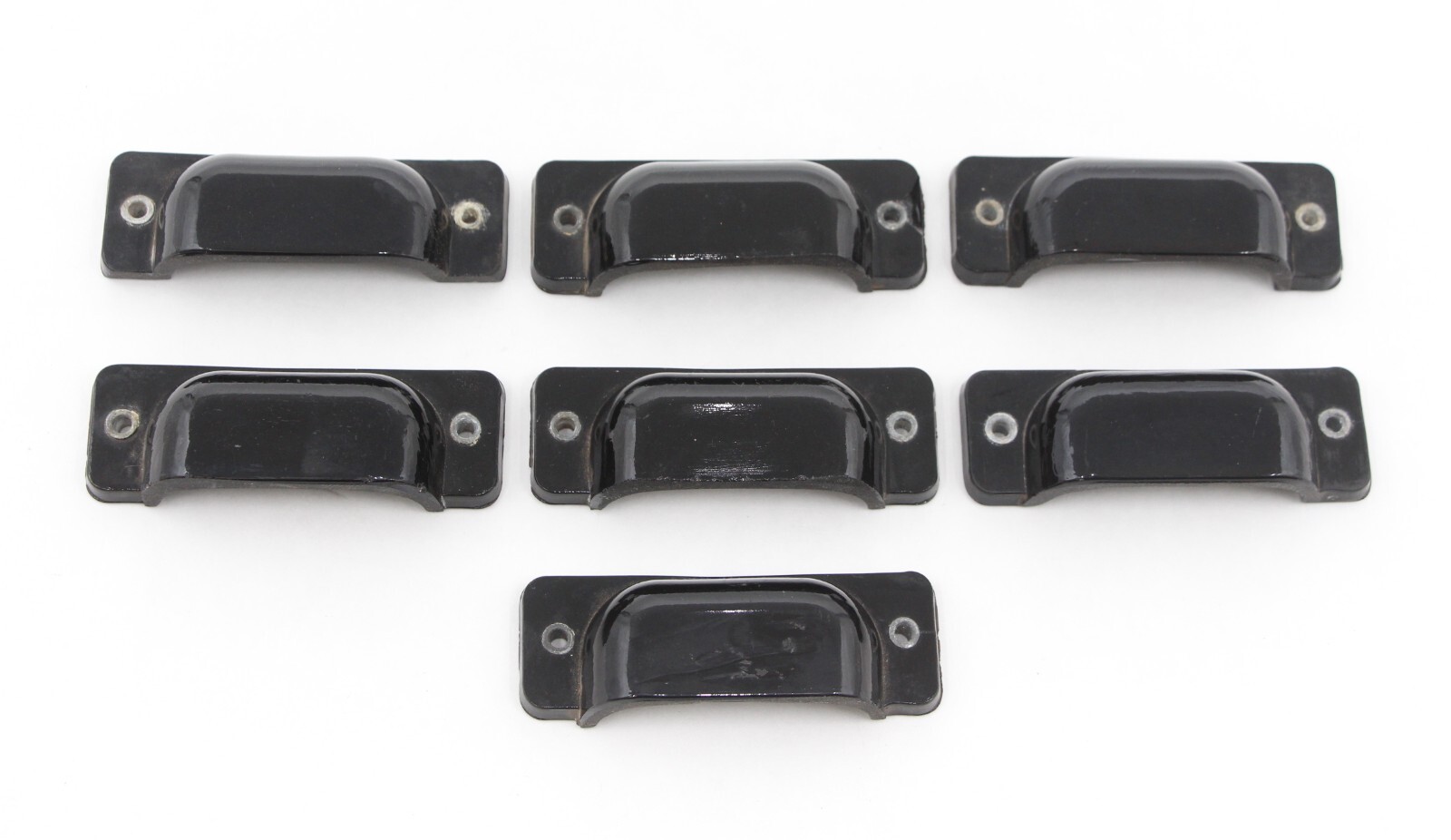Set of Antique Rare 3.875 in. Black Glass Bin Pulls