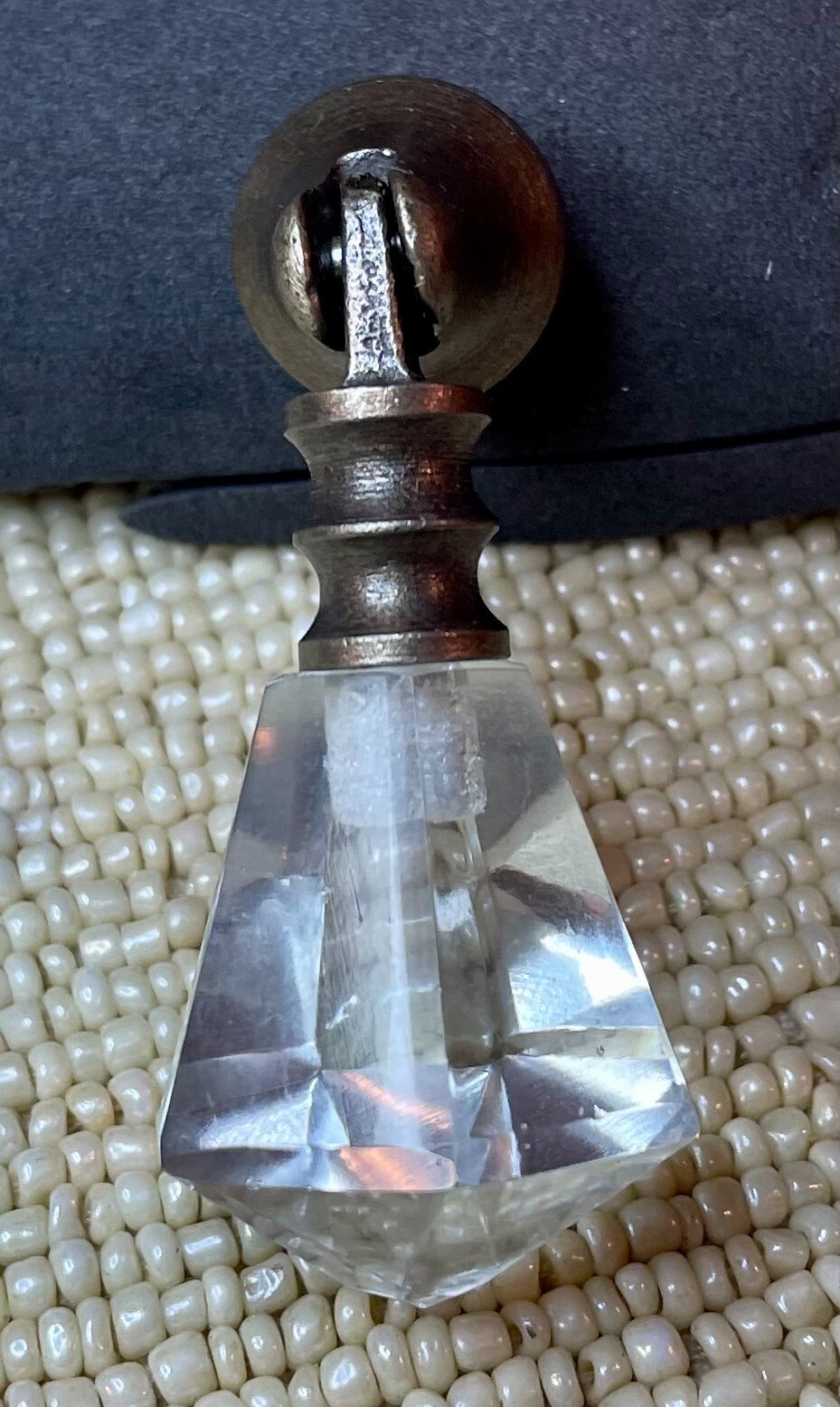 Victorian Teardrop Drawer Pull Handle Drop Knob Prism Glass Brass VTG Cabinet
