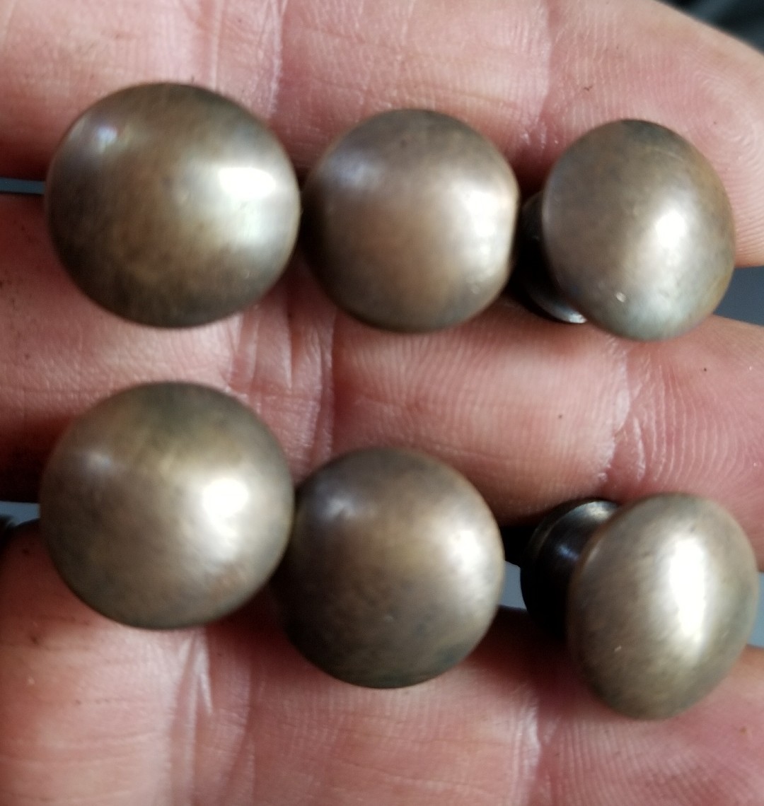 6 Solid Brass VERY SMALL Stacking Barrister Bookcase 7/16″ Knobs drawer Pulls #K