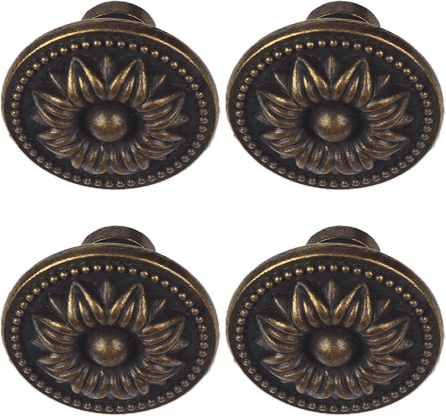 Vintage Drawer Pulls, Antique Brass Cabinet Knobs and Pulls – Flower Shape Metal