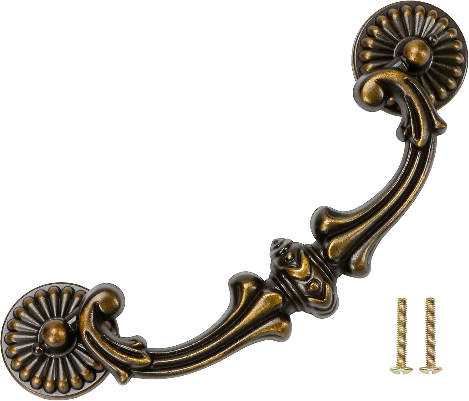 Antique Brass Drop Bail Pulls 5 Inch Hole Spacing – Vintage Handle for Dresser,