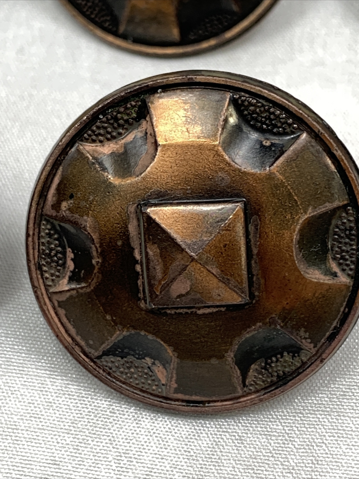 Lot of 10 Vintage Copper Metal Drawer Pull Knobs Geometric Made in Japan