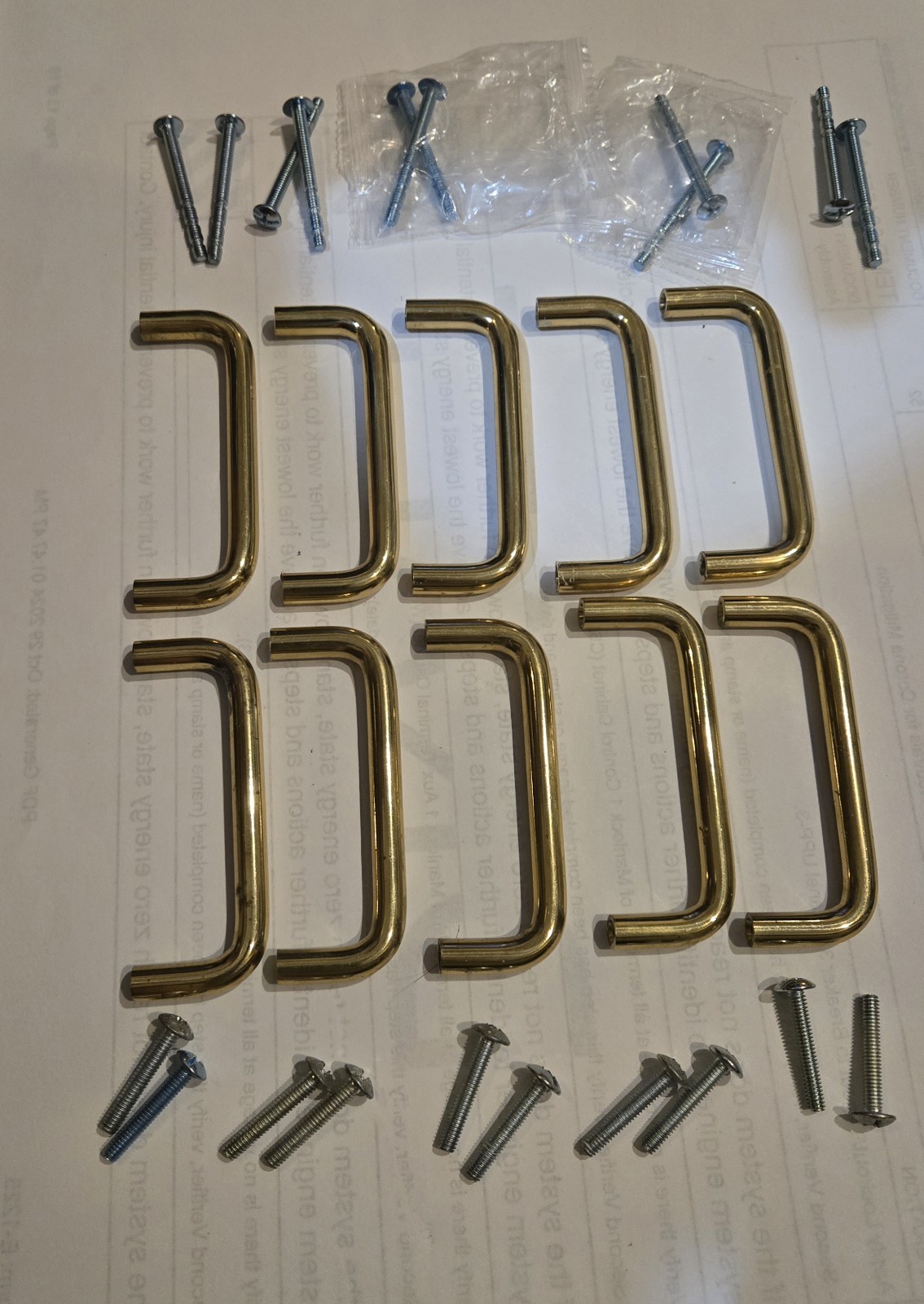 Lot of 10 Solid Polished Brass 3 Inch Drawer Pulls with Screws