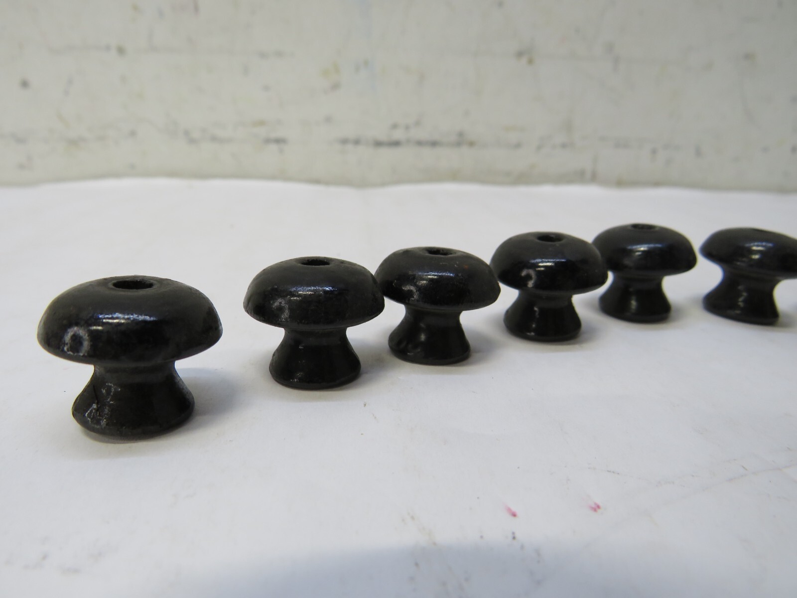 Lot of 10 NOS 1800’s Antique small wooden Black Round Drawer Handles knobs pulls