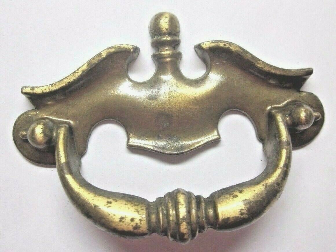 Nat’L National FO-3741 Drawer 1960s Pull Handle 3″ Centers Aged Dark Brass Vtg
