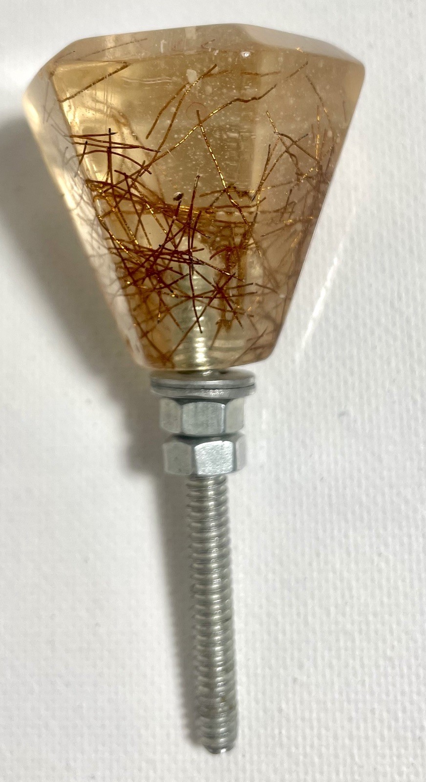 6 World Market clear Resin/Acrylic Copper threads hexagonal cabinet knobs,Pulls