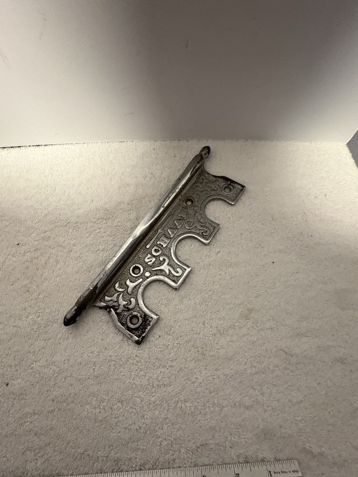 S. O. HAAK Antique Original 1900s Silver Metal Scroll Bail Drawer Pull Rusted