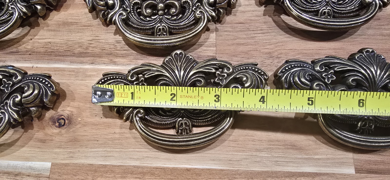 27 Brass French Victorian Drawer Pull Ornate Baroque Design