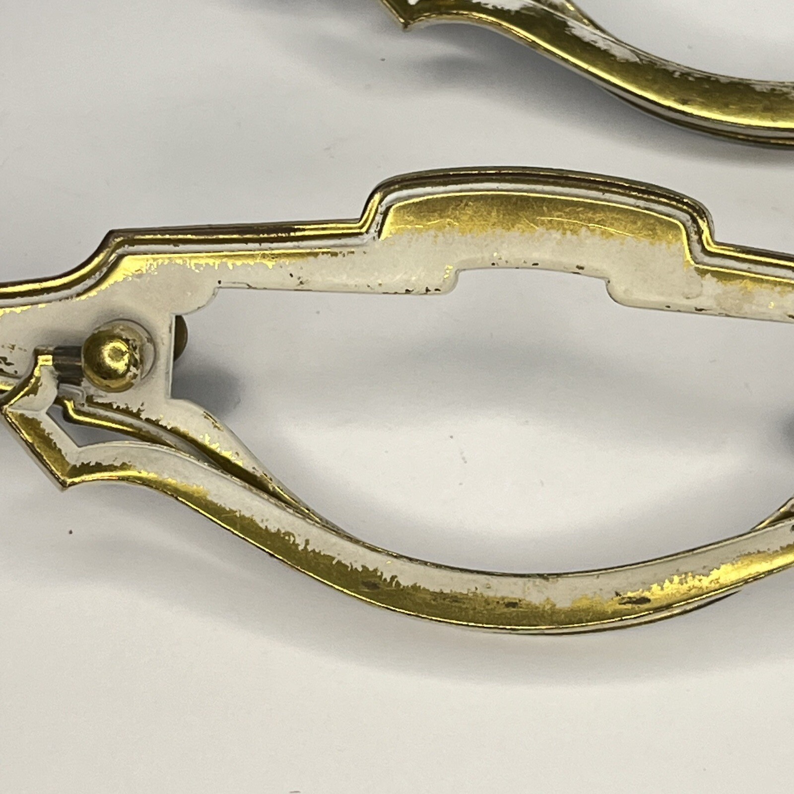 Two Reclaimed Steel Drawer Drop Bail Pull Handles Steel Gold 4″ c to c C