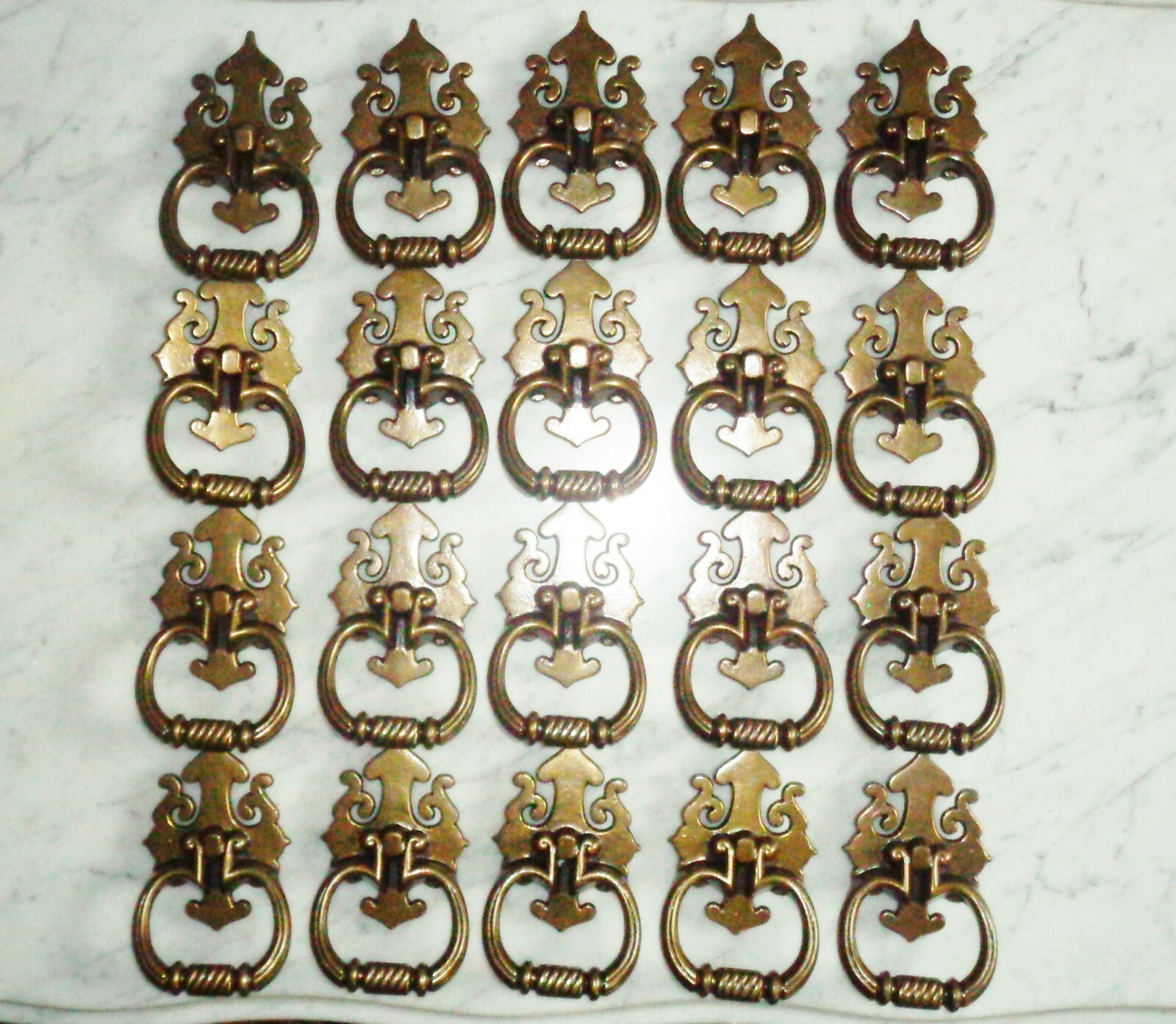 National Lock Co Spade Tip Colonial Drop Ring Bail Drawer Pulls 4 5/8 Set of 20