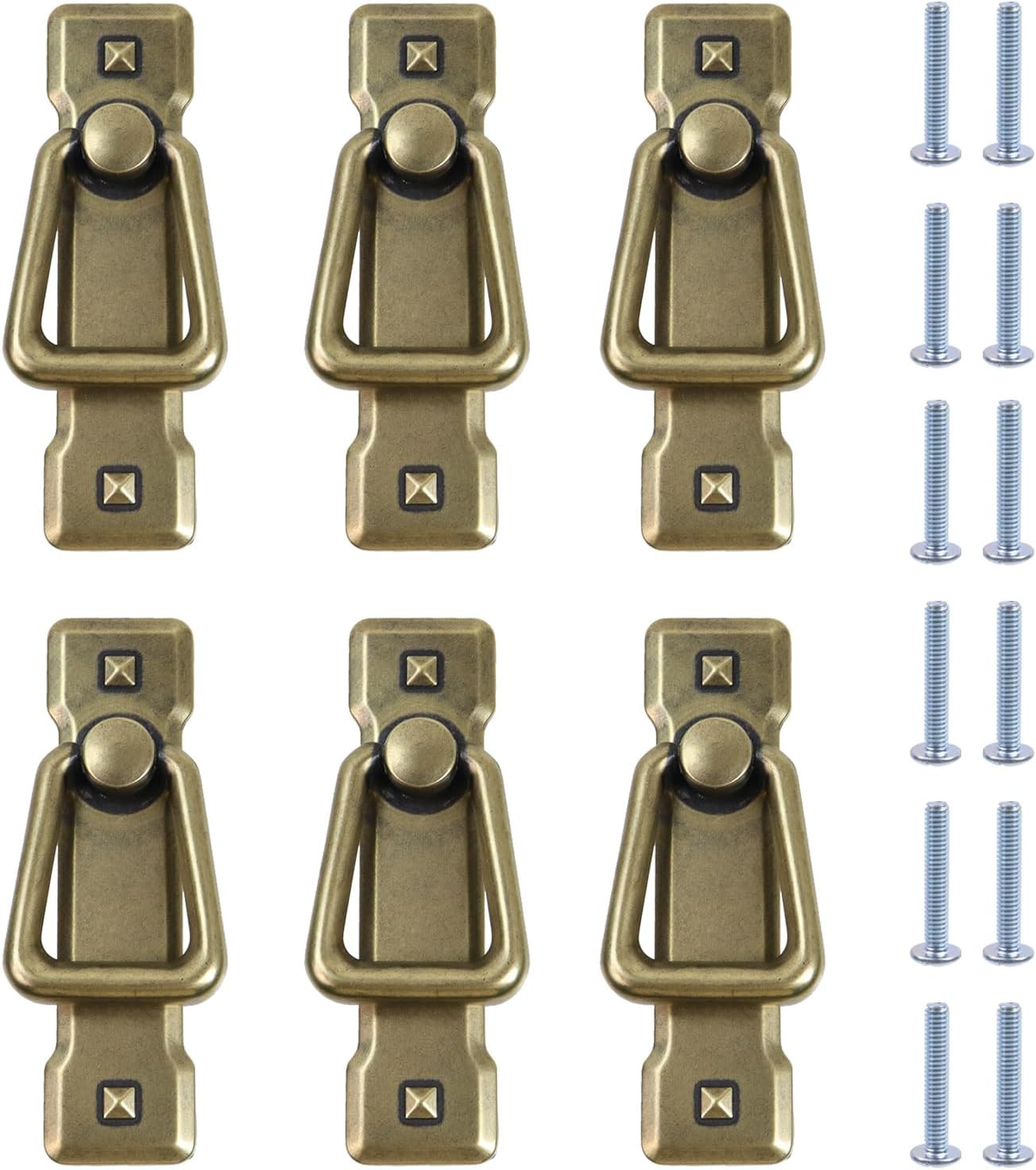 6 Pack Vintage Cabinet Handles, Antique Bronze Bail Drawer Pulls, Zinc Alloy Har