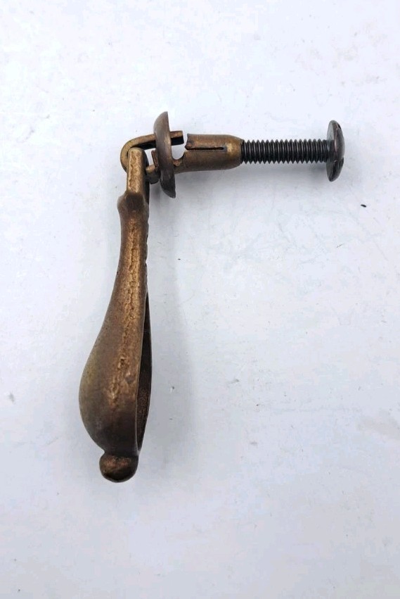 Antique Drop Pull Drawer Door Dresser Handle Old Vintage Brass Hardware Lot of 4