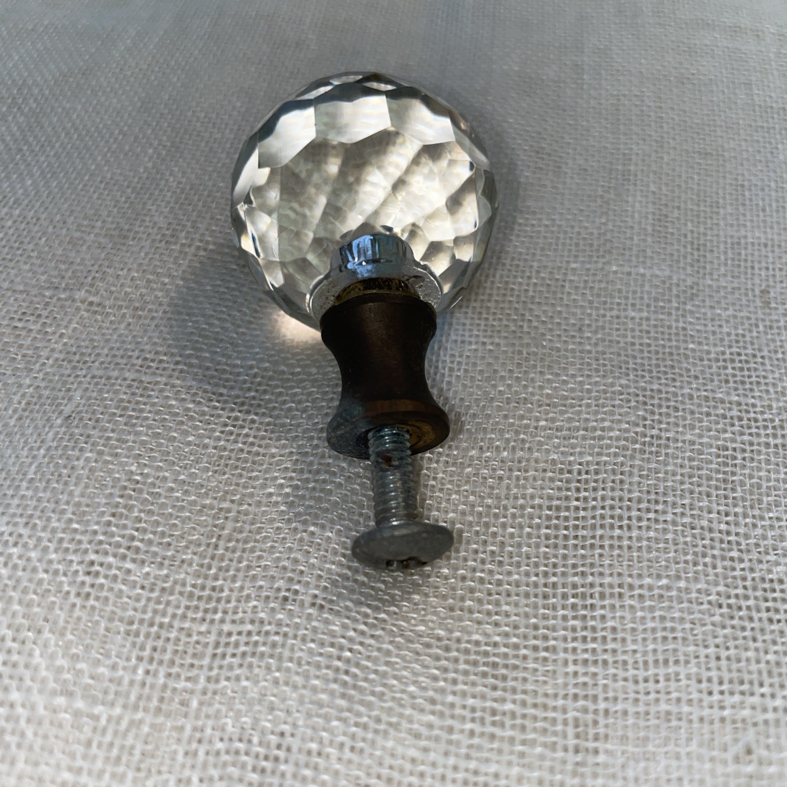 Vtg Faceted Crystal Glass Orb Drawer Pull Hardware Handle Knob Victorian 1.5″