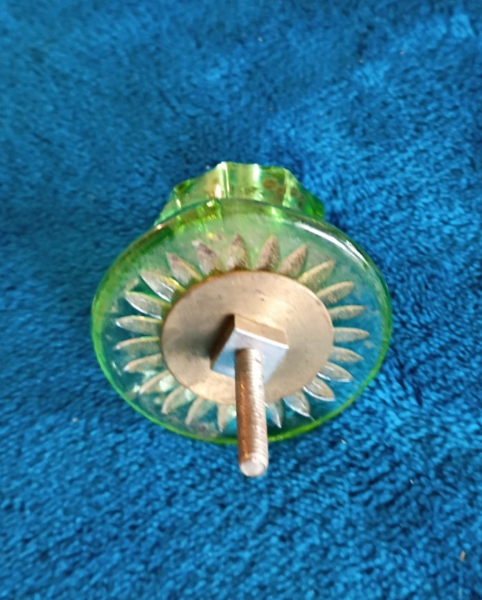 Vintage 1.75 in. Fluted Green Glass Cabinet Knob