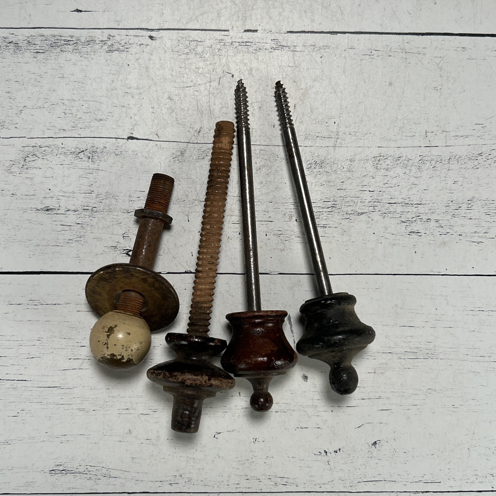 Vintage Drawer Pulls Lot 3 Wood 1 Solid Metal 1920s-1950s Architectural Salvage