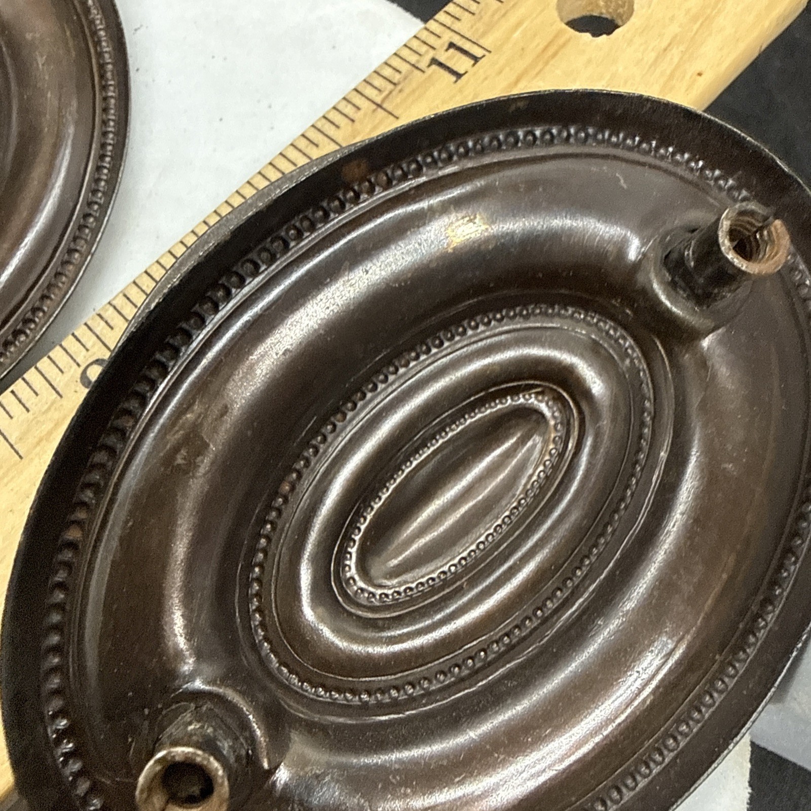 Vintage Pull Antique Brass finish Bail Drawer Pull Oval Drop 2-1/2″ center.