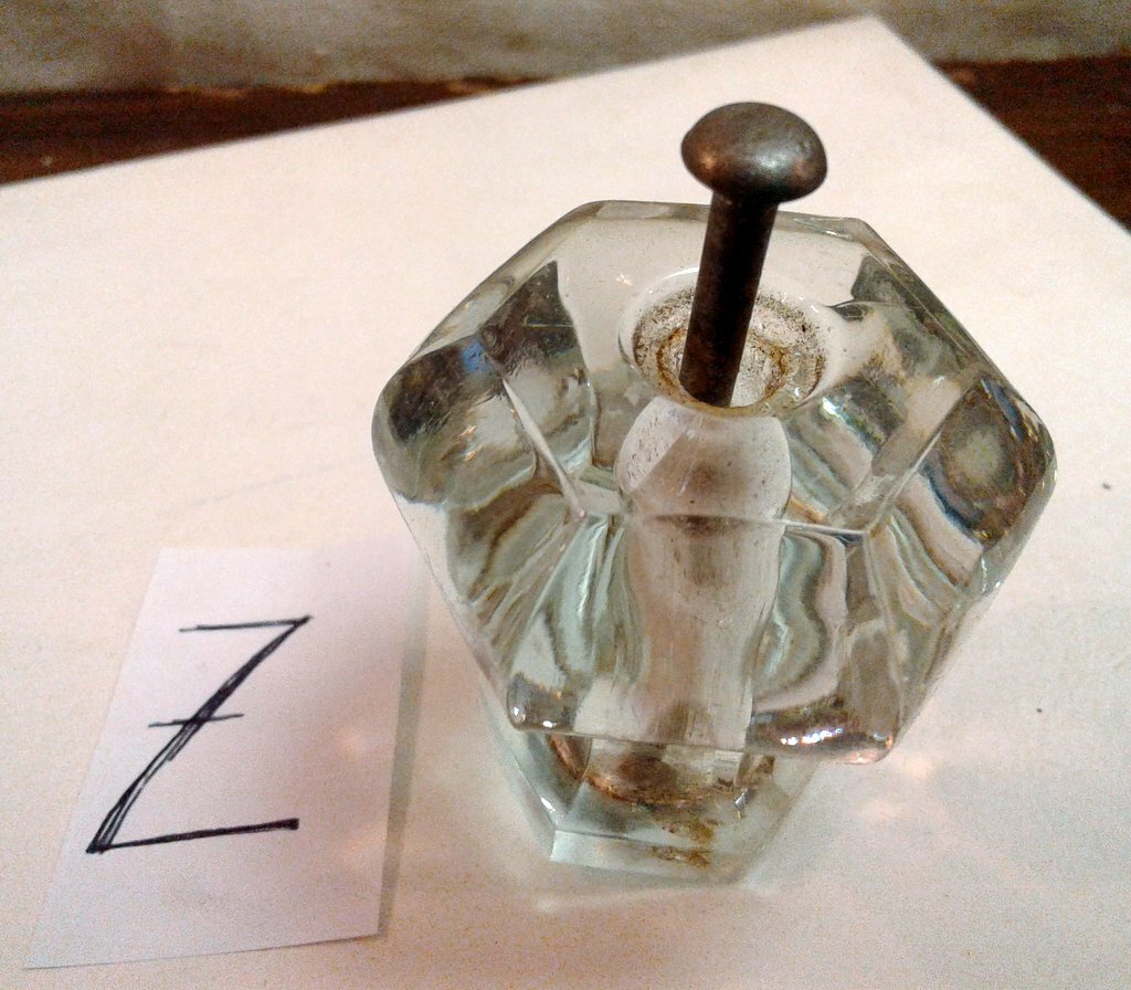 Antique Clear Glass Drawer Knob Pull with Screw 1920 Era