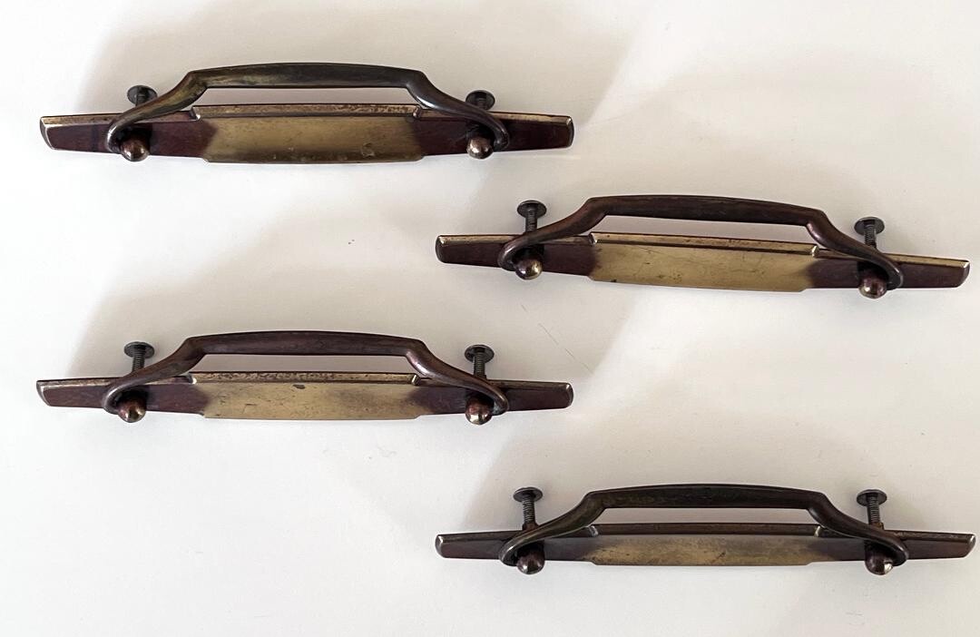 (4) Mid-Century Dresser Drawer Drop Handle Pulls 7″ Long / 4.5″ Screw To Screw
