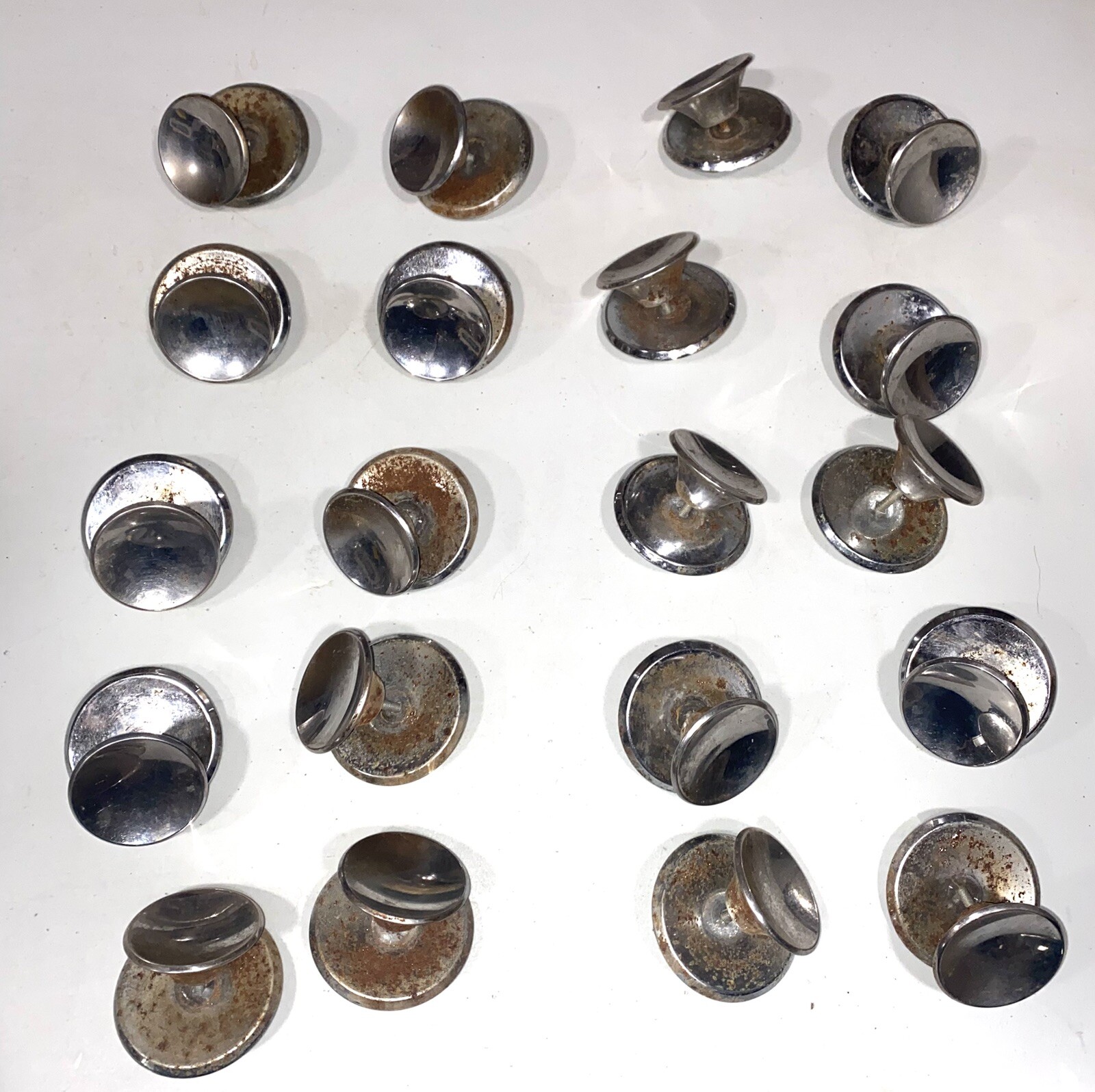 2 Vintage 2” Chrome Round Concave Cabinet Drawer Pull Knob & Backplate With Bolt
