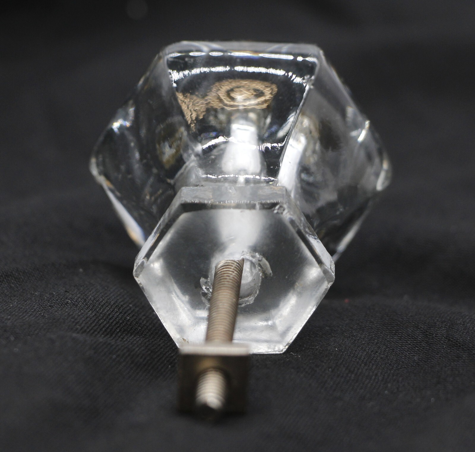 1.625 in. Vintage Hexagon Glass Drawer Cabinet Knob