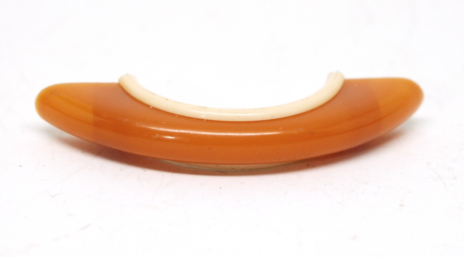 Vintage 3 in. Mid Century Orange & White Plastic Bridge Pull