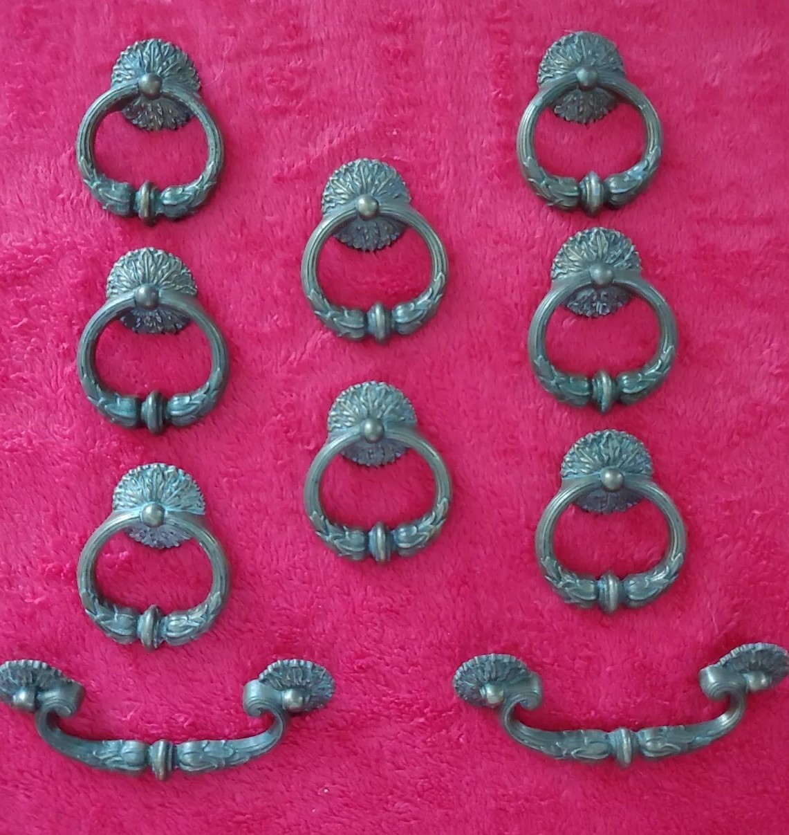 VTG ANTIQUED HEAVY METAL FURNITURE PULLS🔆10 PCS CLASSIC DROP LOOP ORIGINAL USED