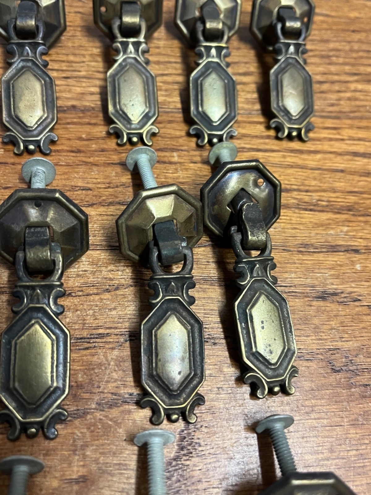 13 Vintage Art Deco Waterfall Dresser Drawer Pulls Brass Furniture Hardware
