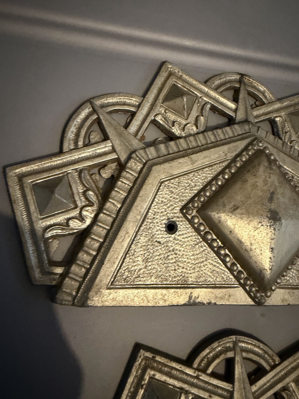 Vintage Art Deco cast metal drawer pull backplates- Vintage Art Deco. Rare