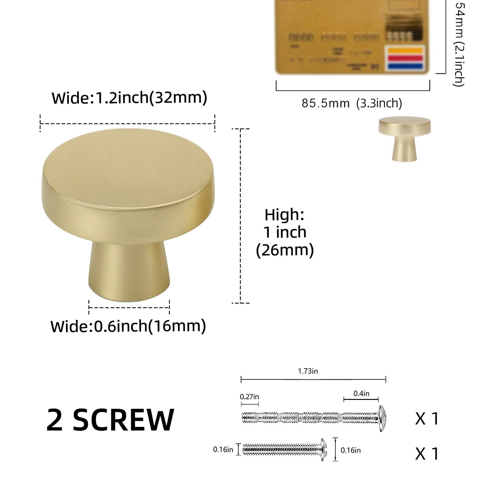 10 Pack Brushed Brass Kitchen Cabinet Knobs – Gold Drawer Handles, Zinc Alloy…