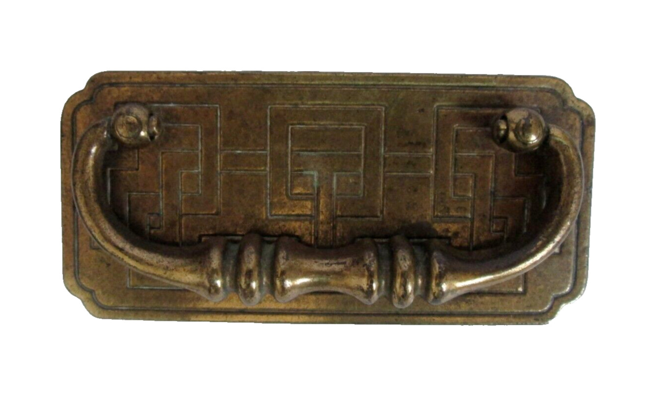VTG Brass Drawer Pulls w/Geometric Design Set of Four Original Screws Included