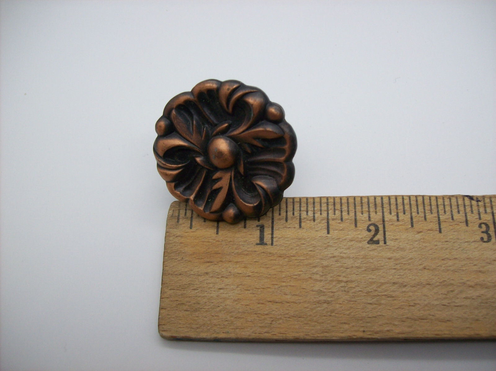 Vintage French Copper Flower Cabinet Knob Drawer Pull, 1960, RDCA, Patd 1885 09