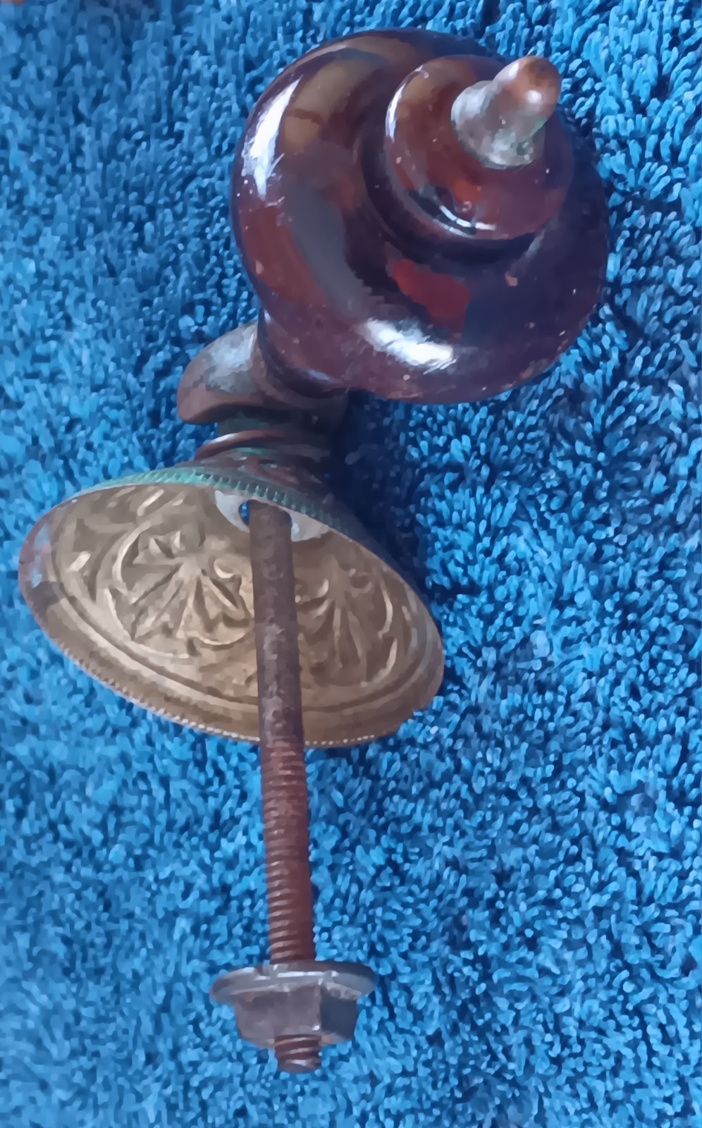 Htf Antique teardrop Estate Single ONE WALNUT? EBONIZED VICTORIAN PULL