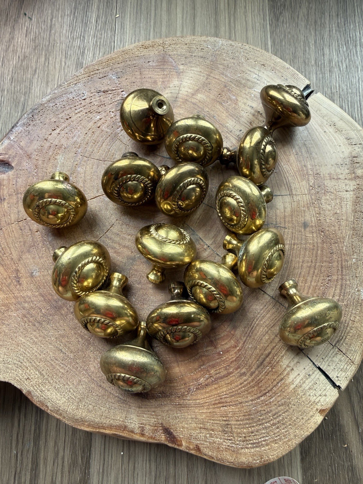 Lot of 16 Vintage Brass Cabinet Drawer Knobs 1.5”