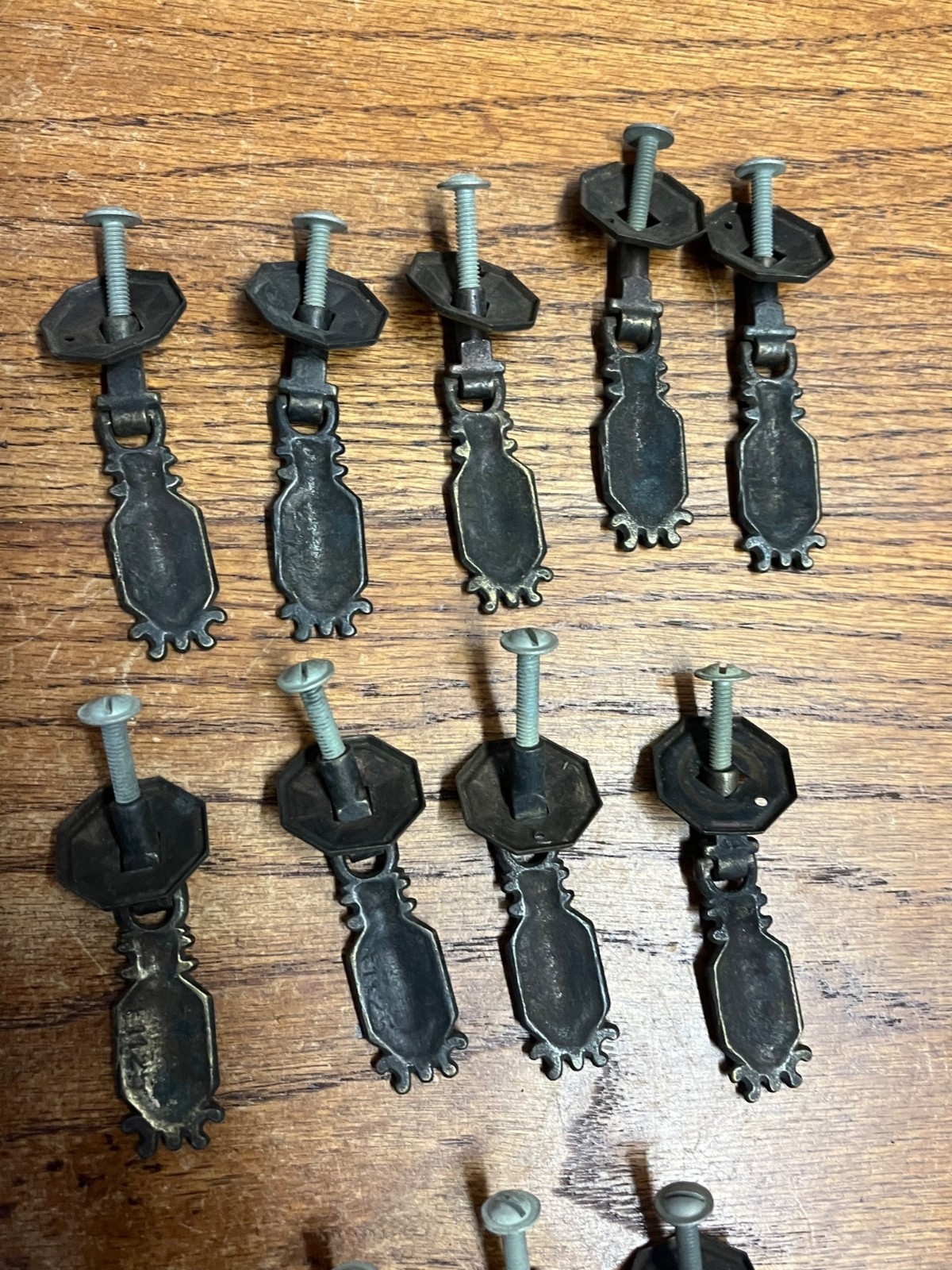13 Vintage Art Deco Waterfall Dresser Drawer Pulls Brass Furniture Hardware