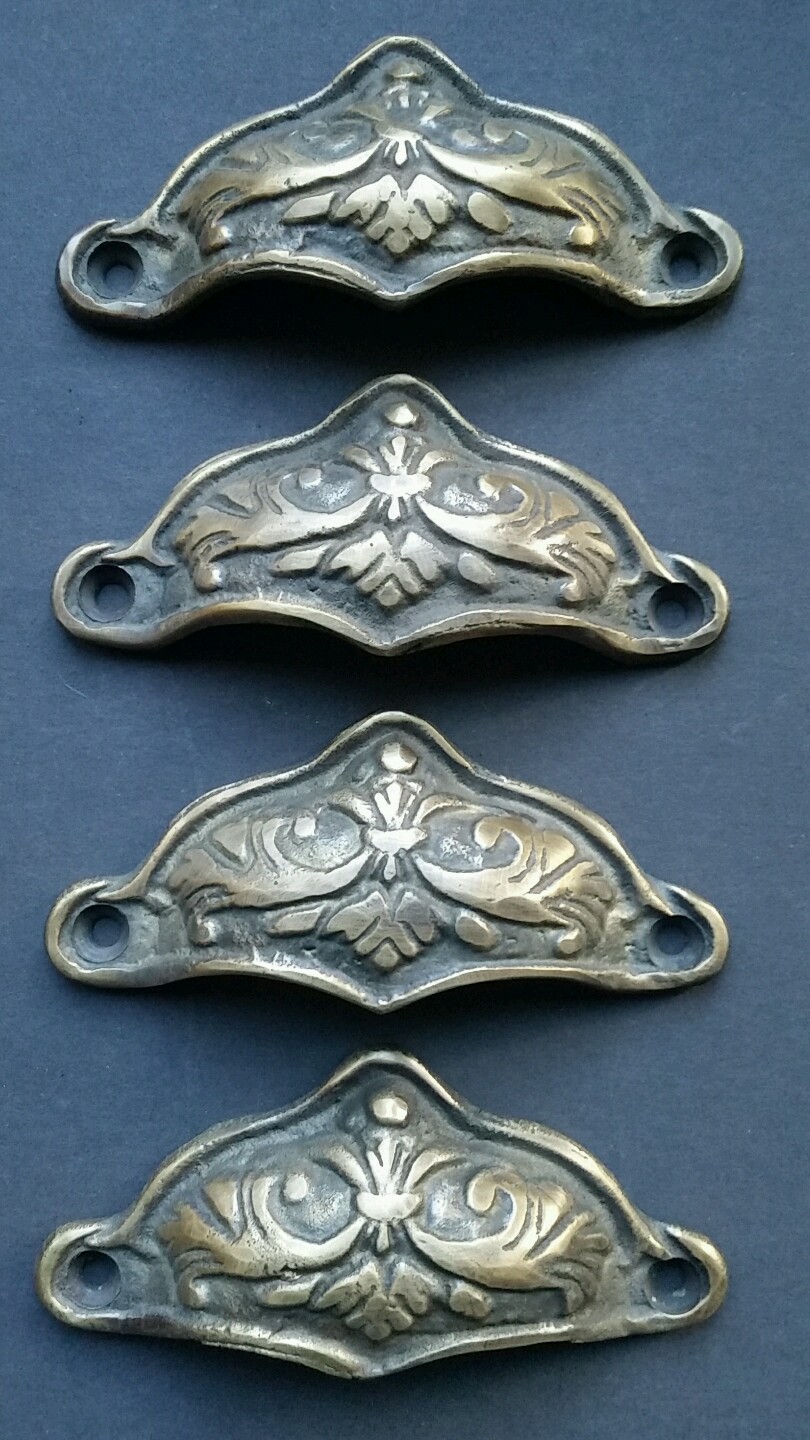 6 Brass Antique Style Victorian Swag Apothecary Cabinet Drawer Handles Pull #A10