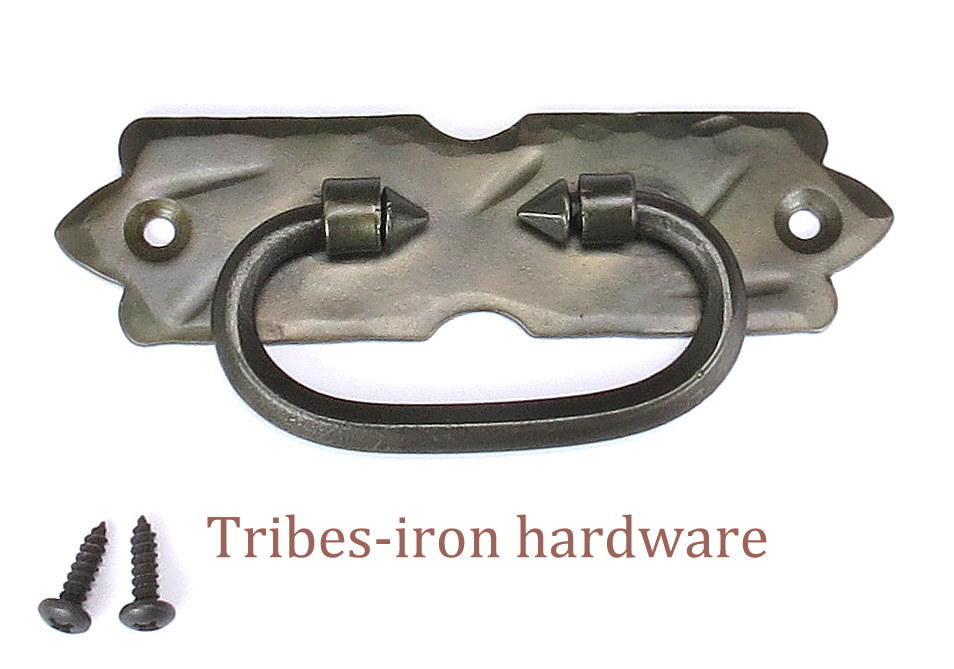 Cabinet Backplate Handle Wrought Iron Drawer Ring Pull Chest Antique Dresser