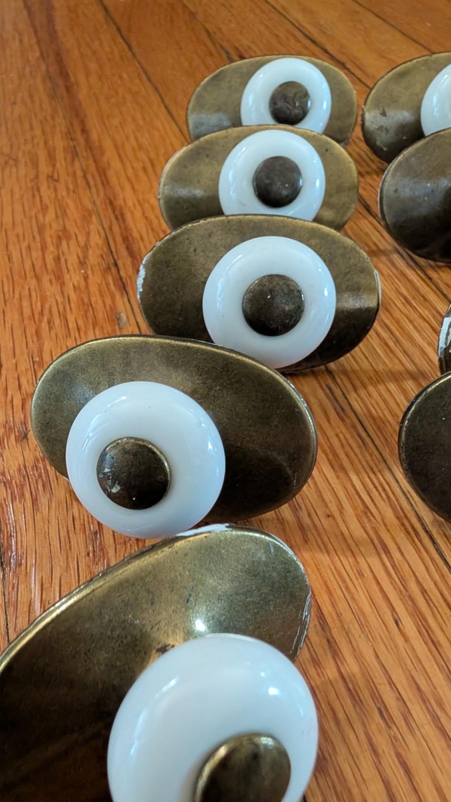 Keeler Brass Co. Porcelain Pull Knob Oval Backplate Lot of 10 N10237