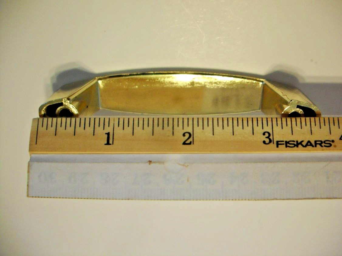Vintage Polished Brass Concave Drawer Pull Flared Bases Cabinet Handle Ajax Mfg.