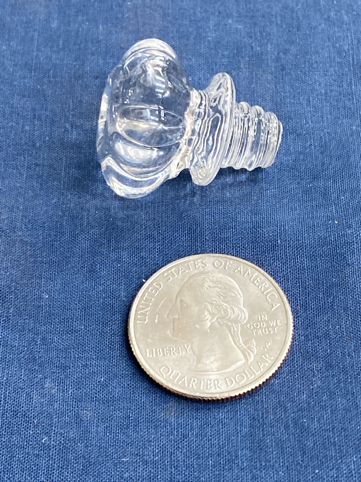 Antique Clear Glass Round Scalloped Drawer Pull Knob 1″ with Glass Screw