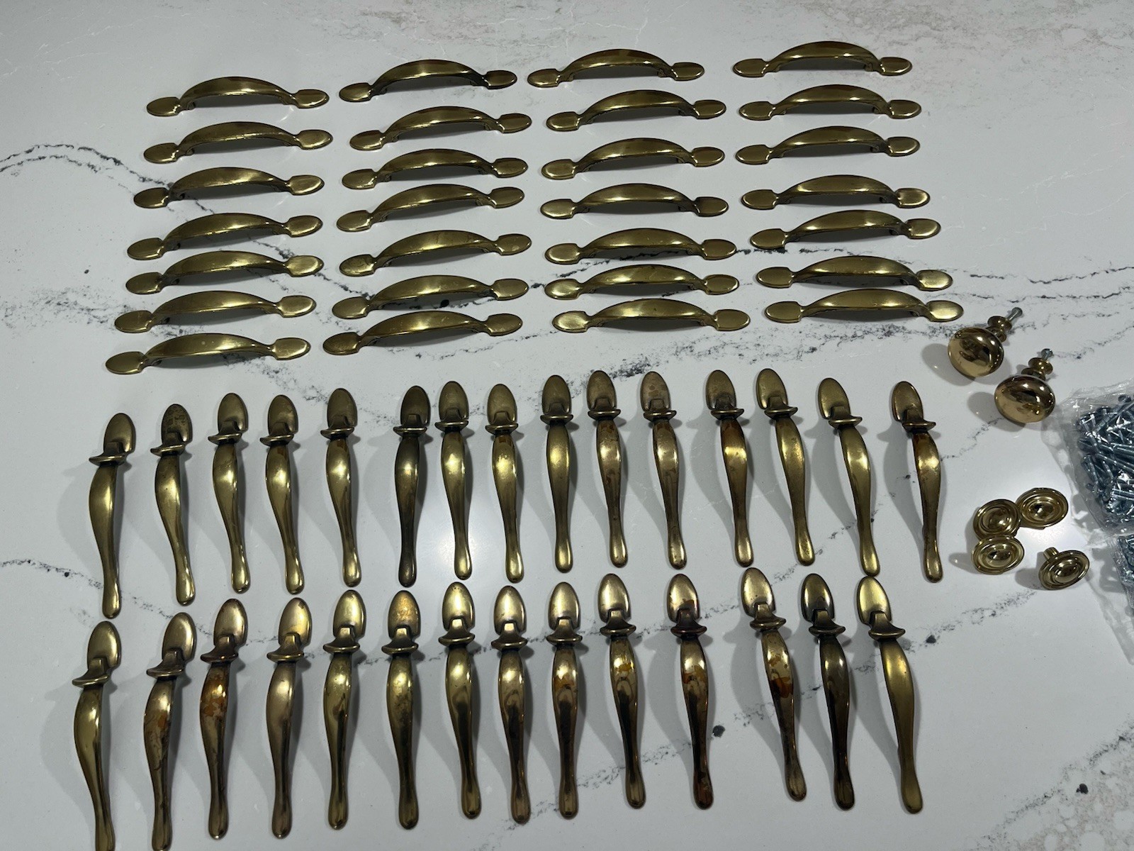 Lot 63 Vintage Amerock Brass Drawer Cabinet Pulls Handles Hardware 1980s